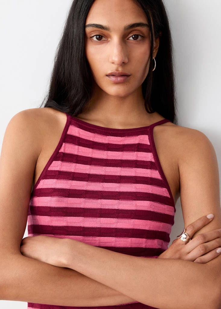 Open back knitted top — Pink