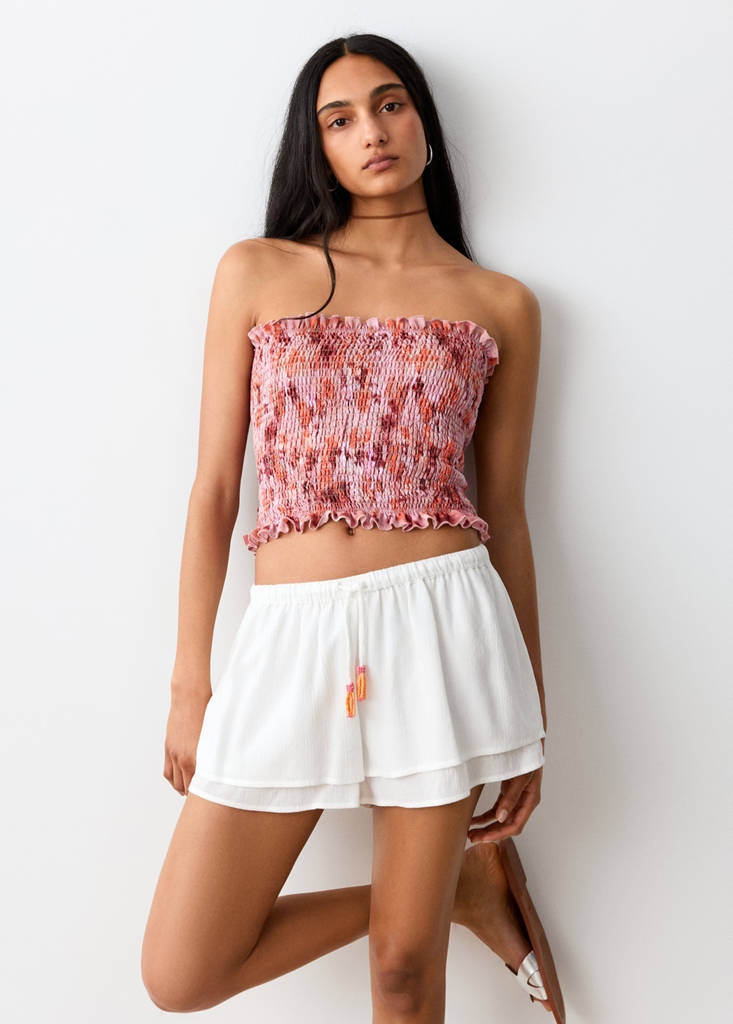 Print ruched top — Pastel Pink