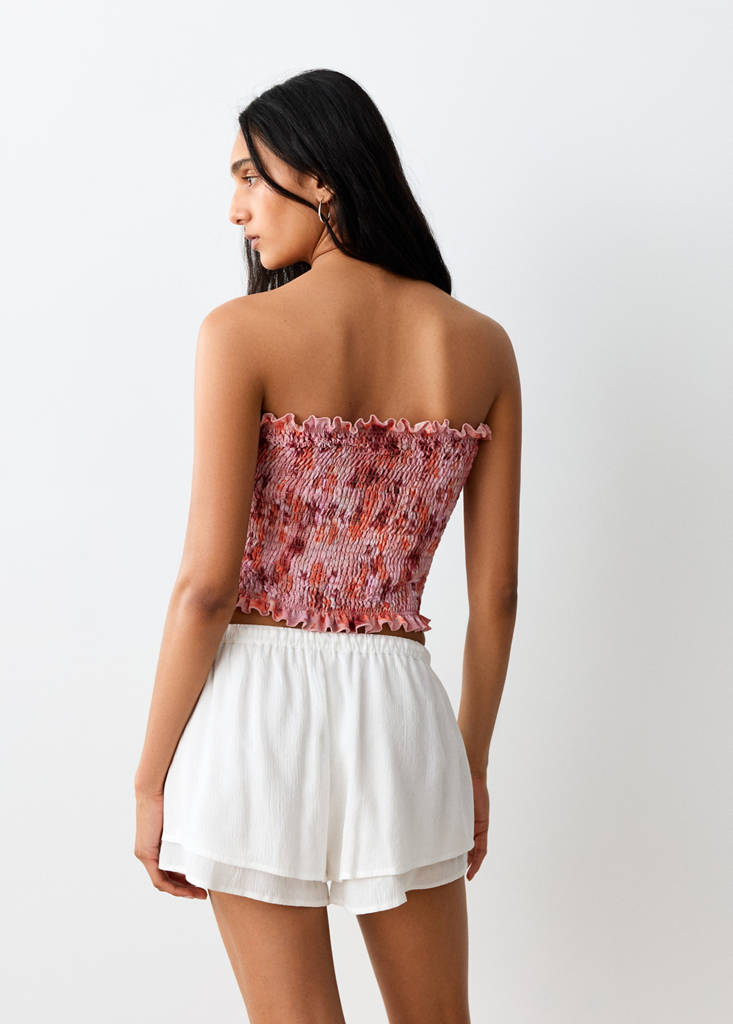 Print ruched top — Pastel Pink