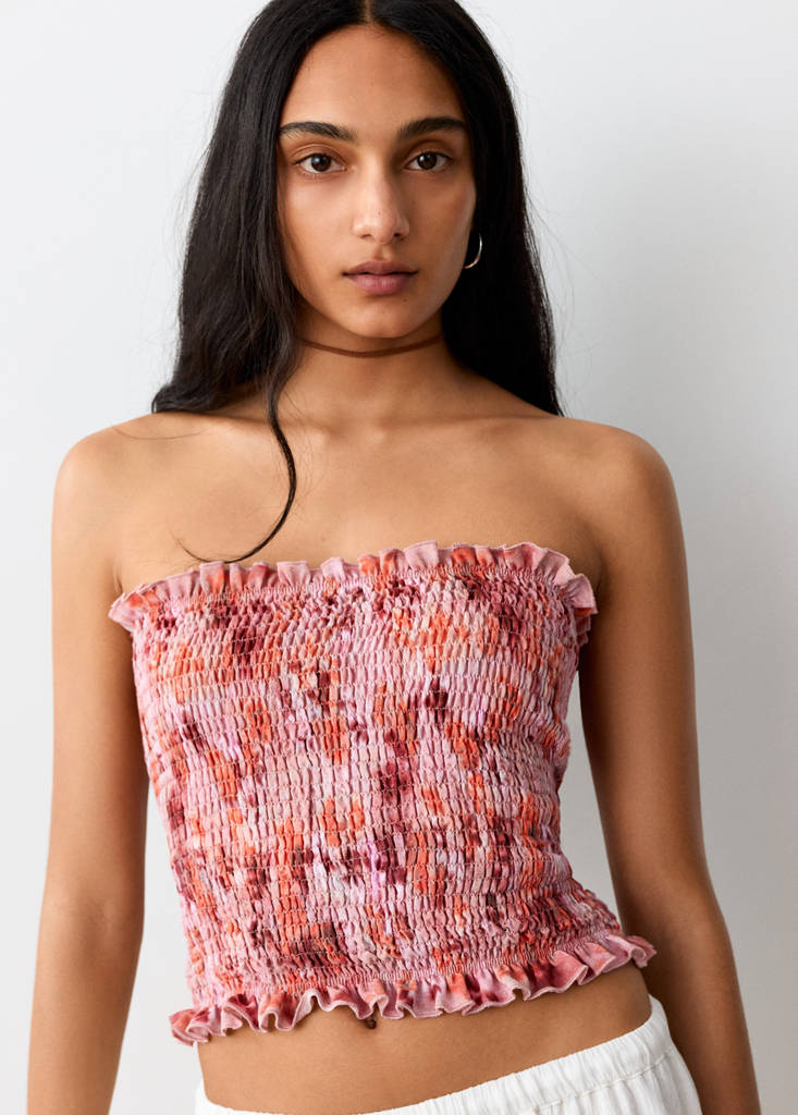 Print ruched top — Pastel Pink
