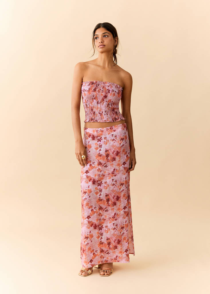 Print ruched top — Pastel Pink