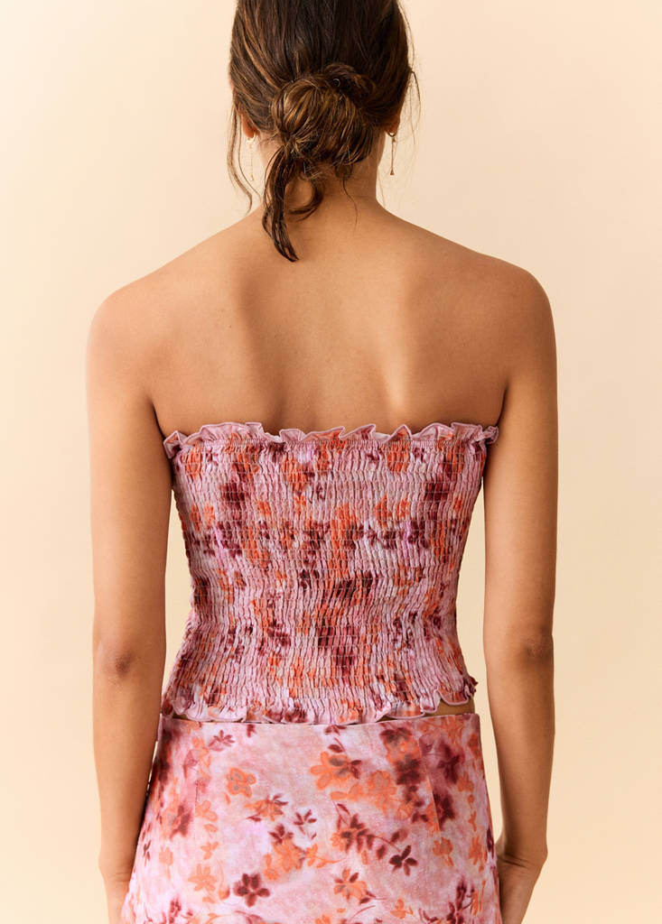 Print ruched top — Pastel Pink