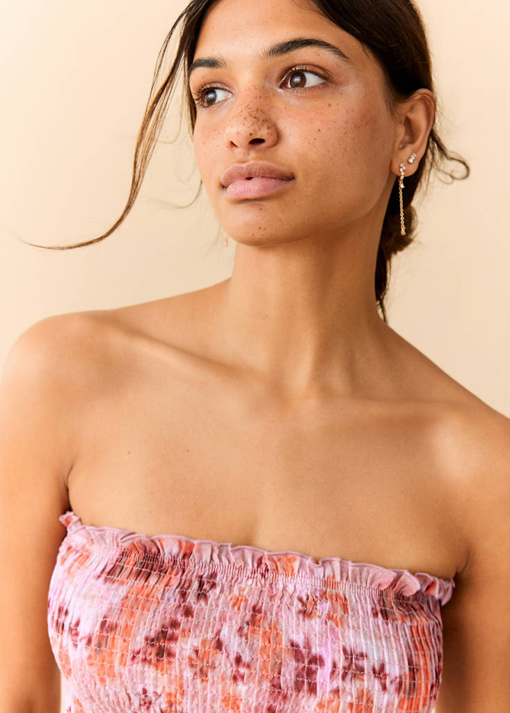 Print ruched top — Pastel Pink