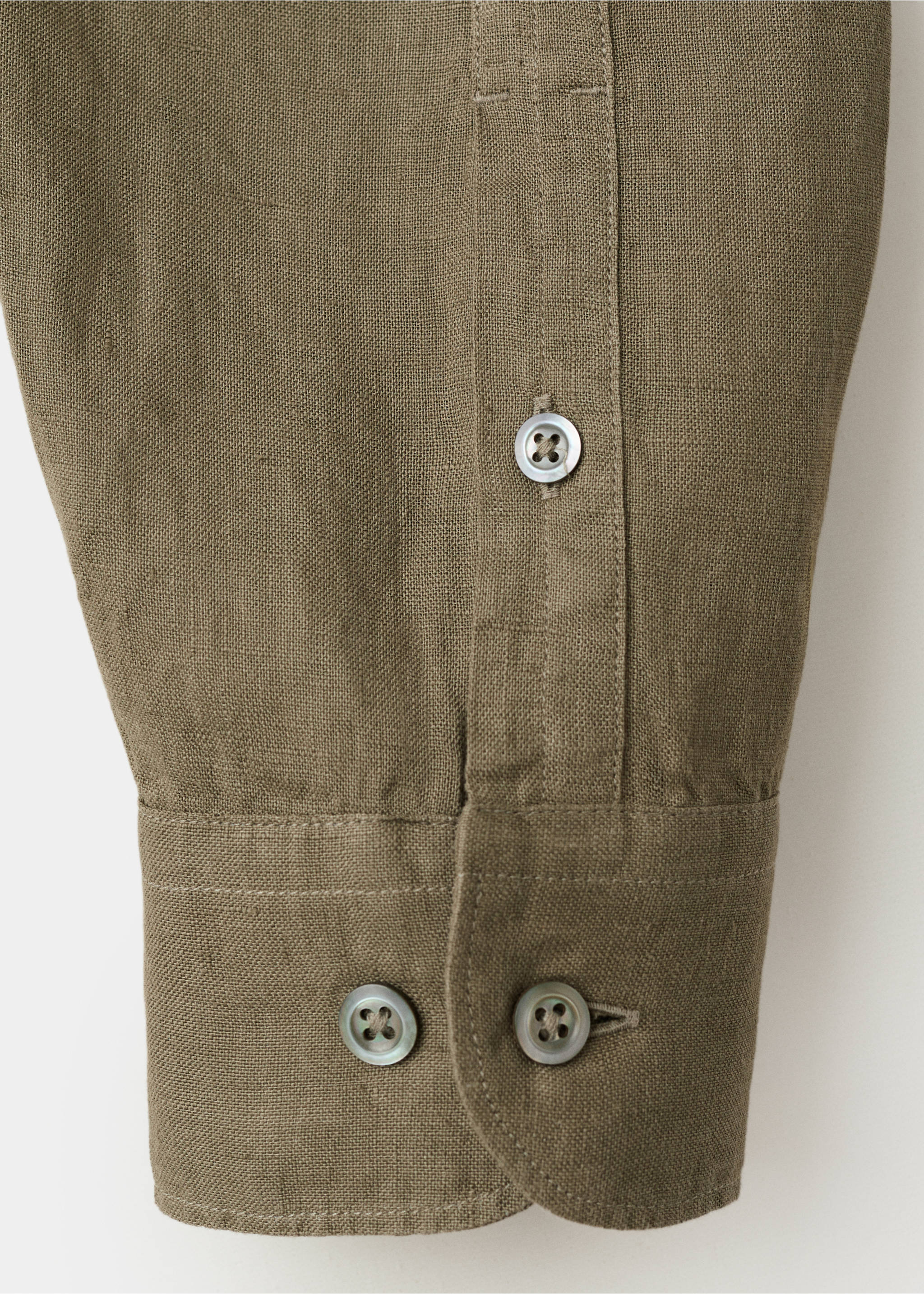 Regular-fit 100% linen shirt - Details of the article 0, Khaki. Ref: 27019217-00.