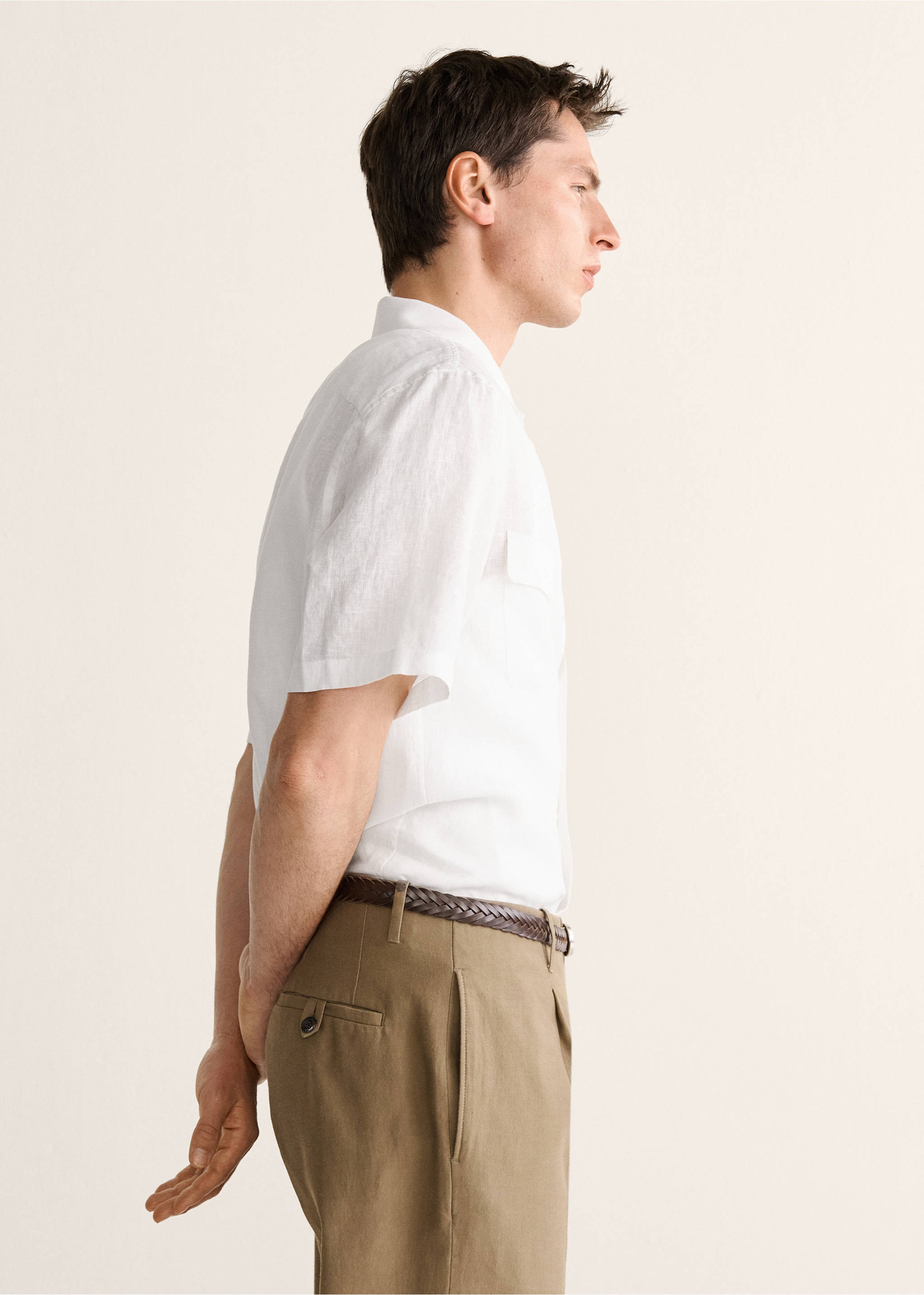 Chemise 100 % lin col bowling - Détail de l'article 2, Blanc. Ref: 27019218-00.