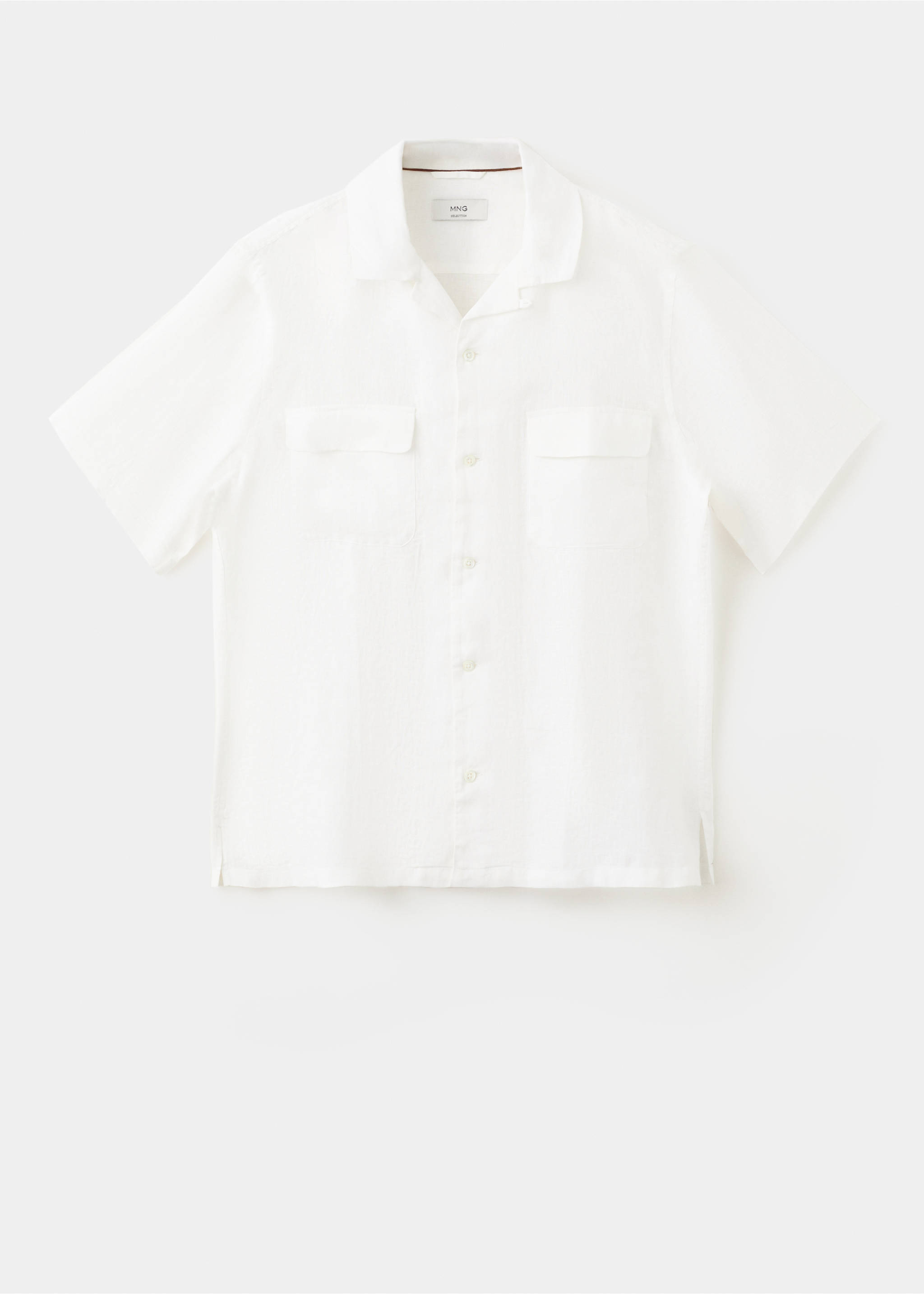 Chemise 100 % lin col bowling - Article sans modèle, Blanc. Ref: 27019218-00.