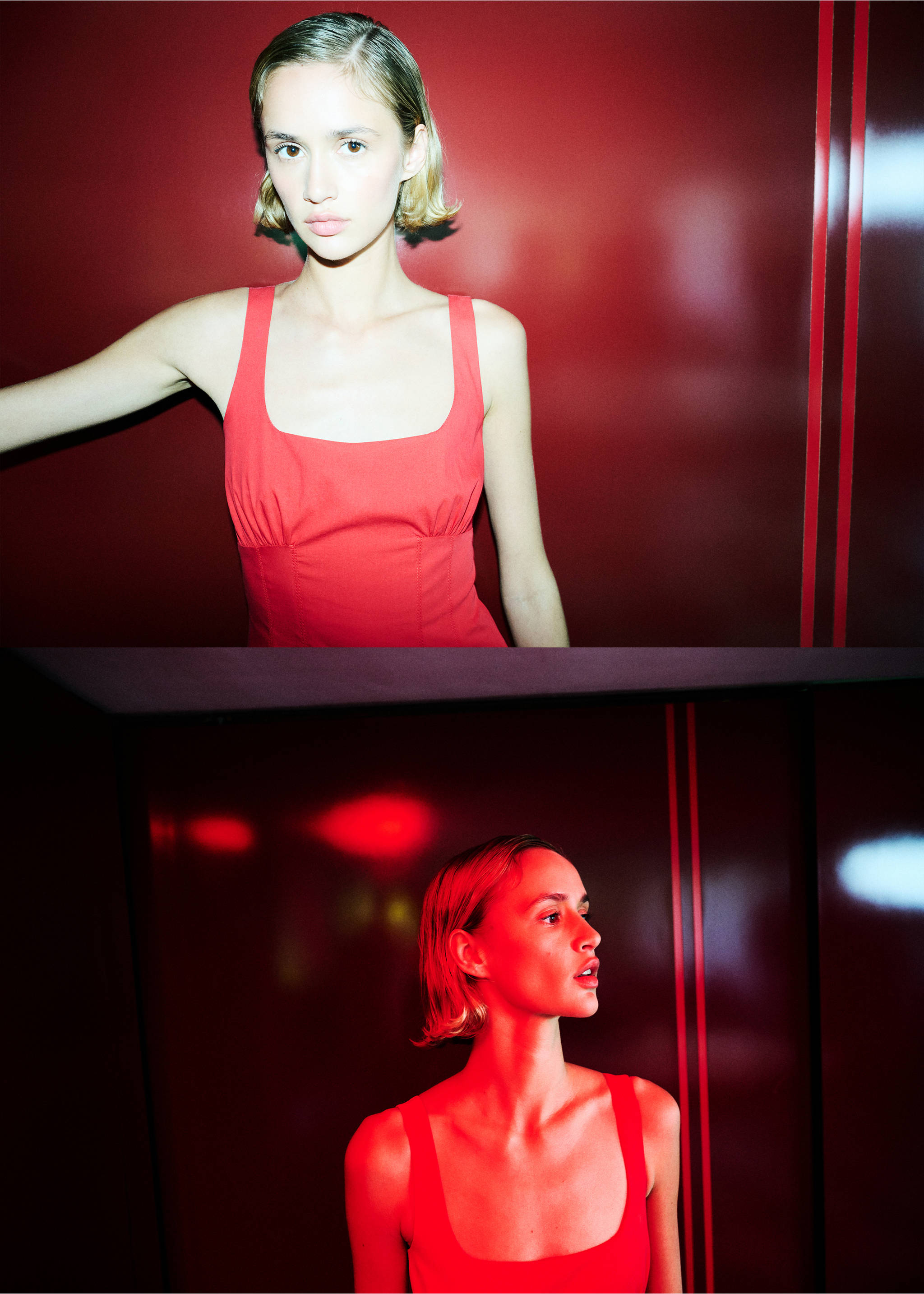 Long flared dress - Details of the article 1, Red. Ref: 27019219-00.