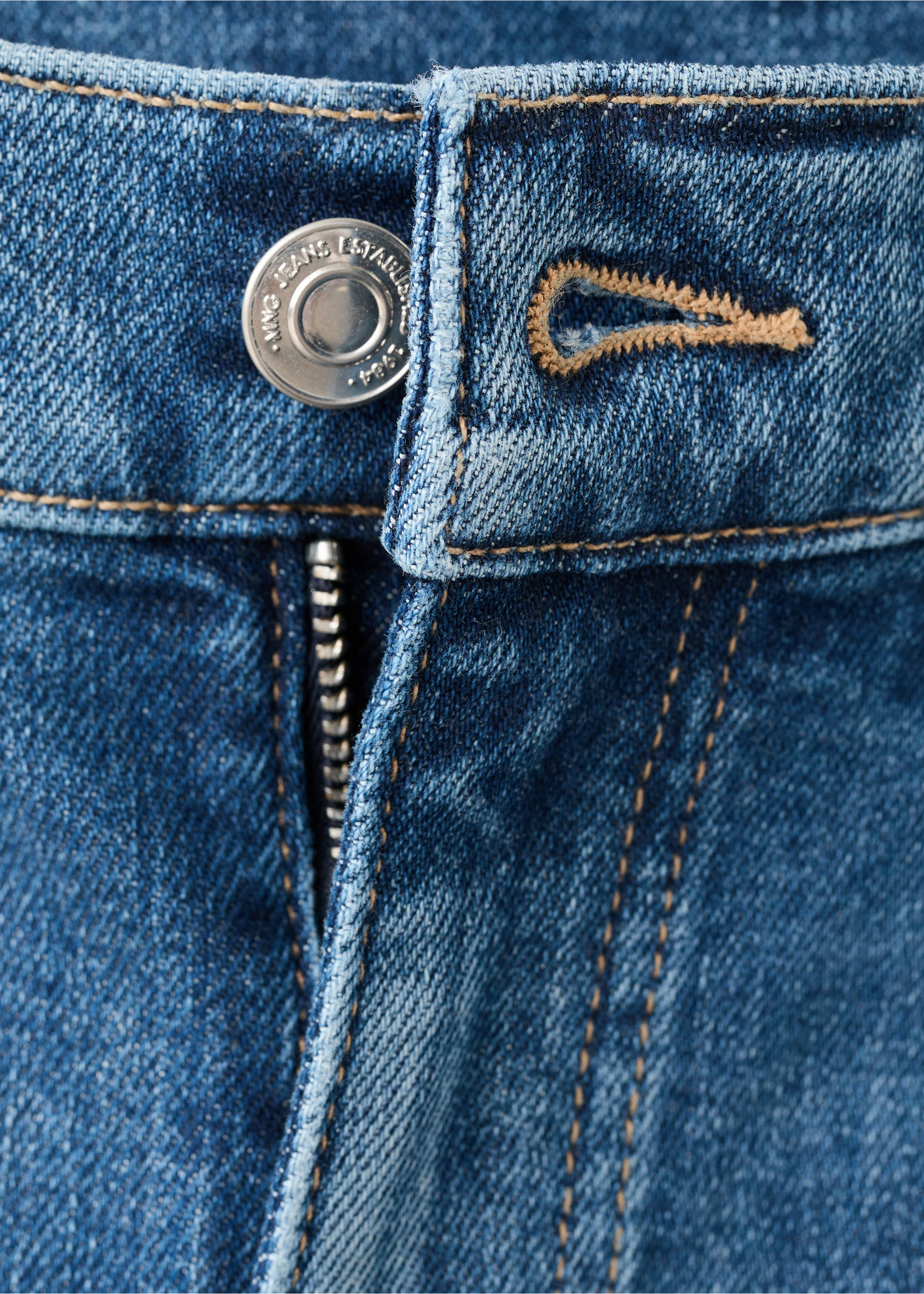 Skinny jeans met lage taille - Detail van het artikel 8, Middenblauw. Ref: 27019220-00.