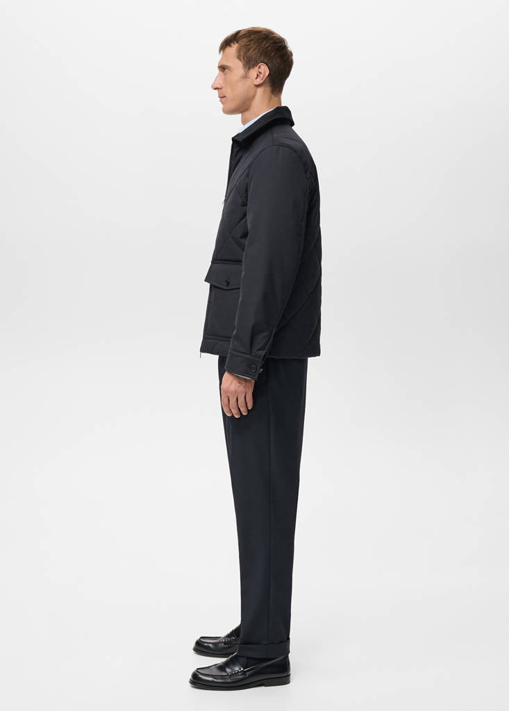 Quilted water repellent jacket — Night Blue