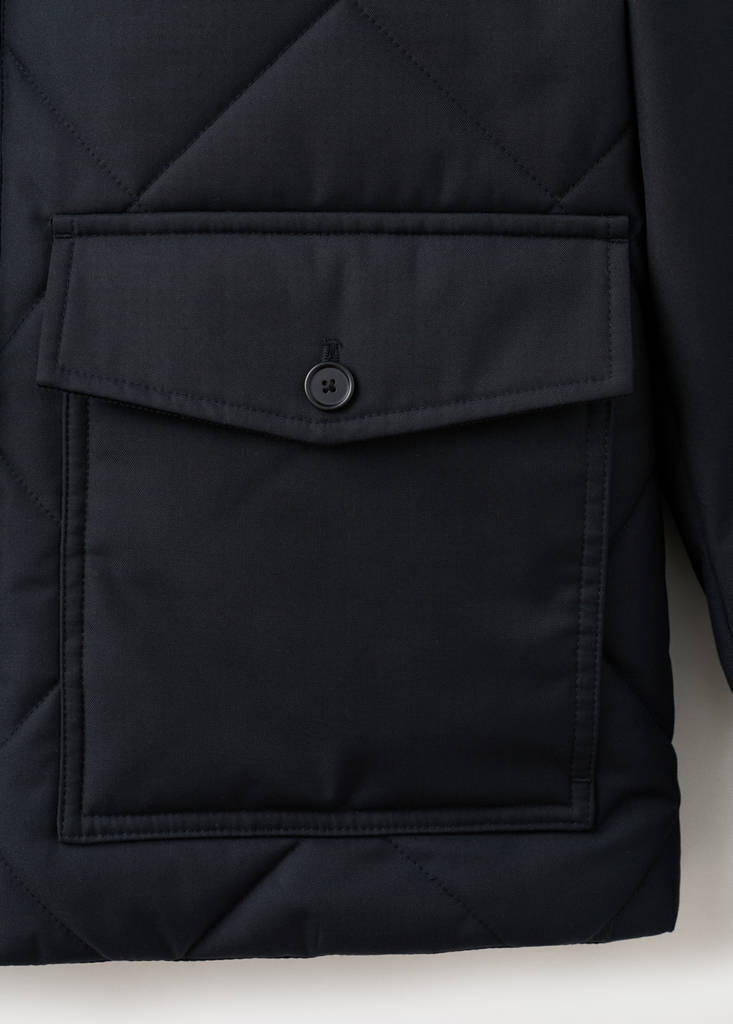 Quilted water repellent jacket — Night Blue