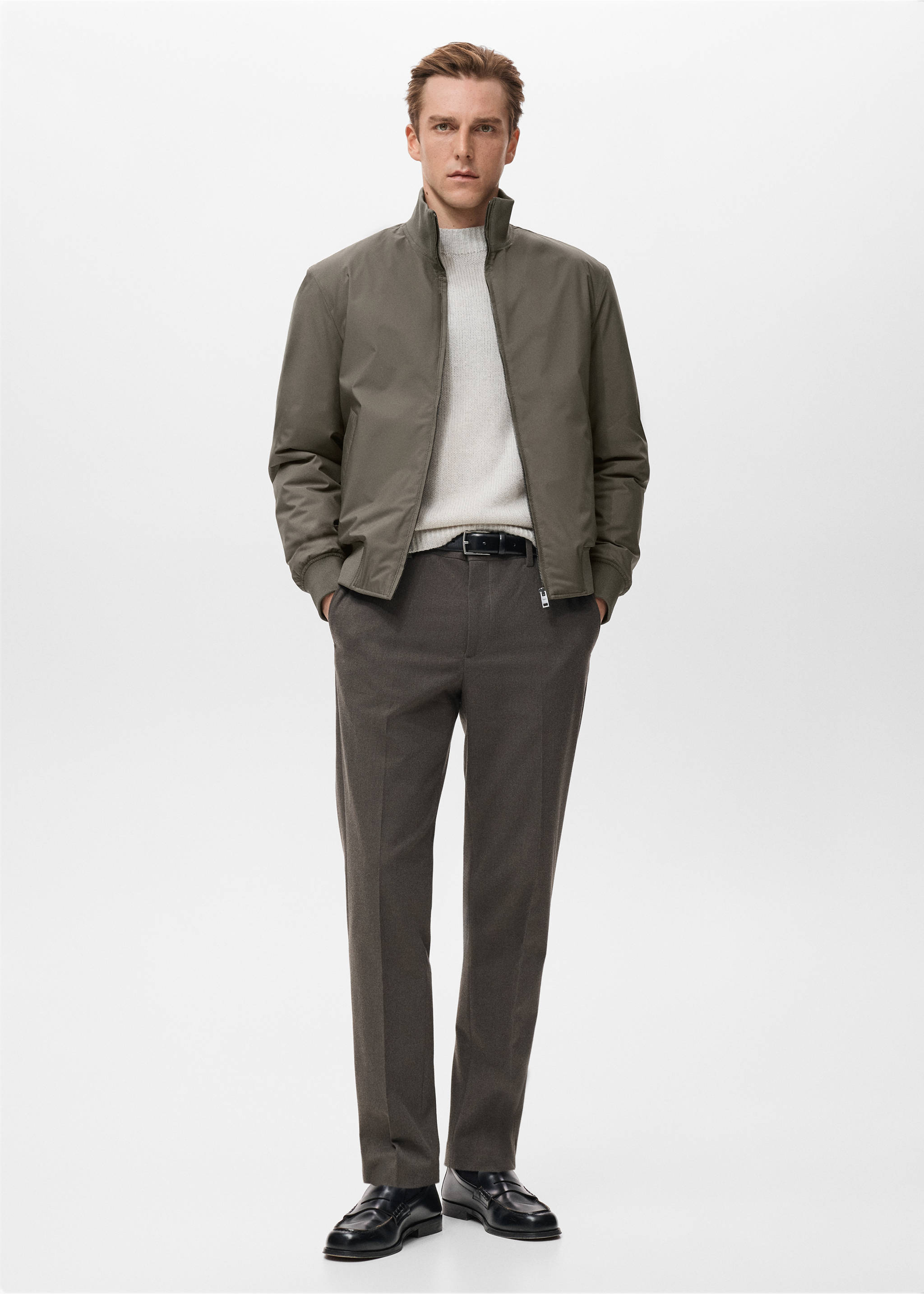 Water-repellent bomber jacket - General plane, Khaki. Ref: 27021181-00.