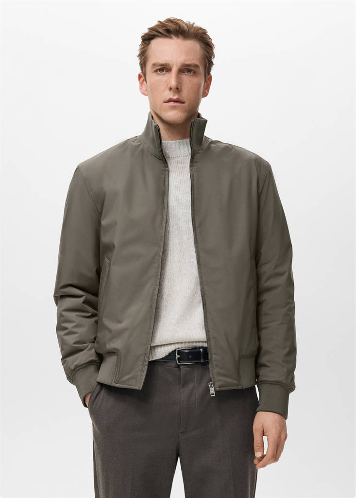 Water-repellent bomber jacket — Khaki