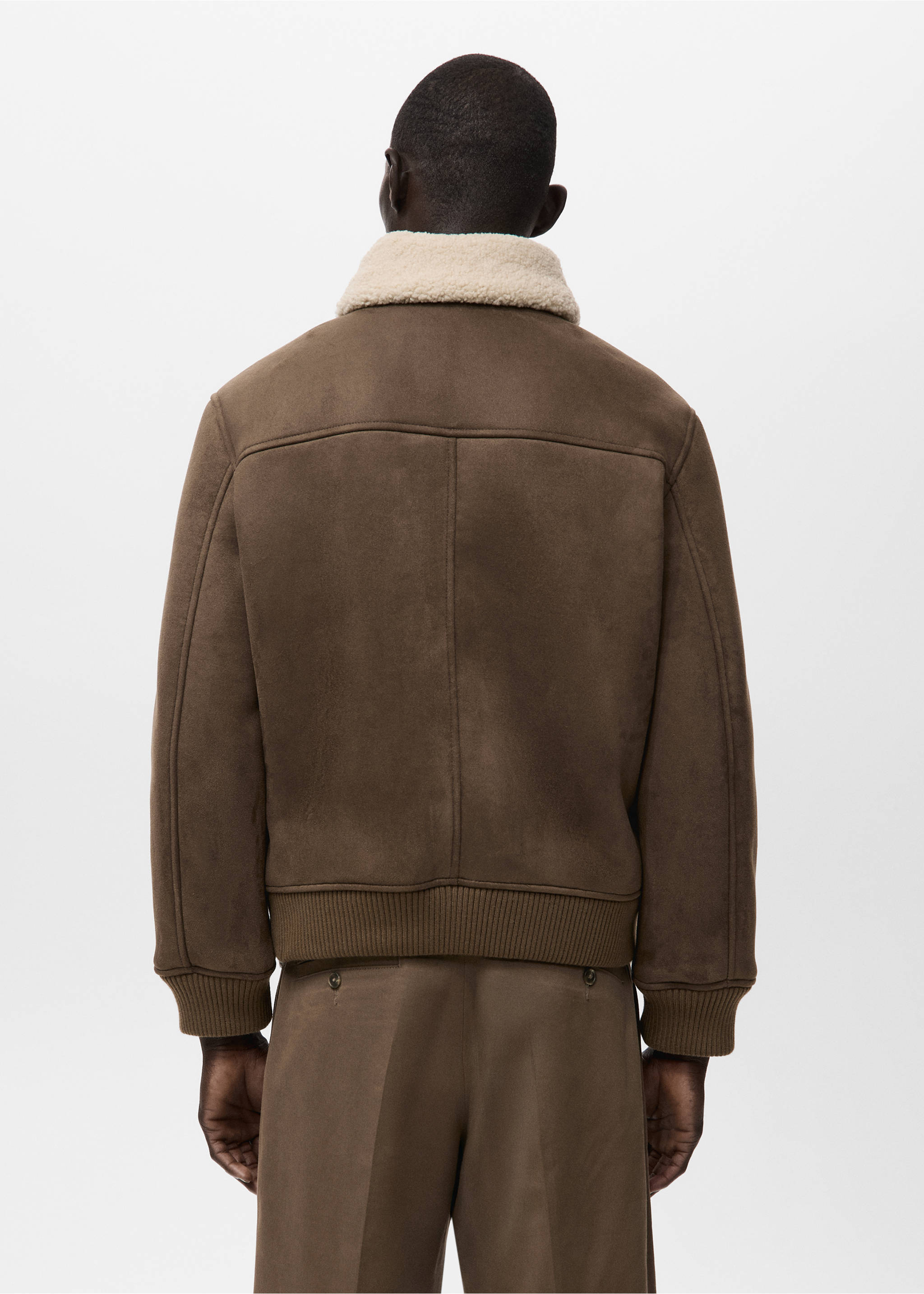 Chaqueta efecto ante borreguito - Reverso del artículo, Marrón medio. Ref: 27021182-00.