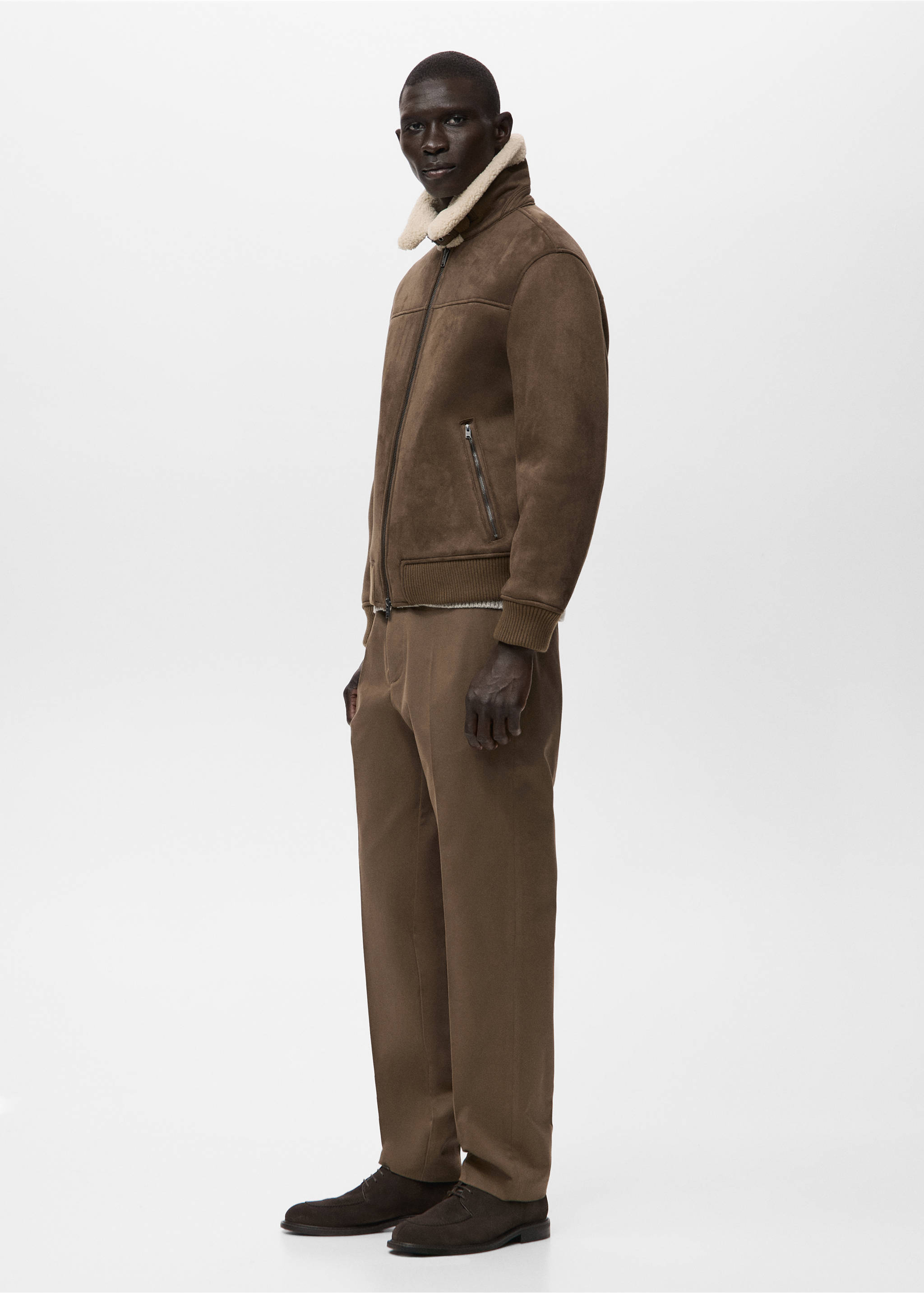 Chaqueta efecto ante borreguito - Detalle del artículo 2, Marrón medio. Ref: 27021182-00.