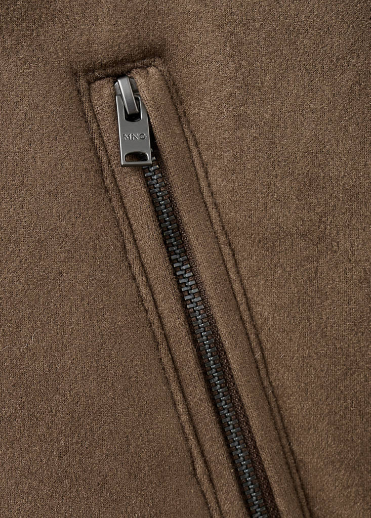 Faux-shearling suede jacket — Medium Brown