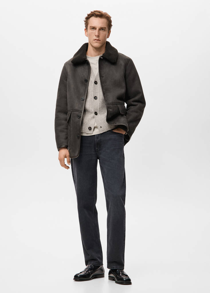 Faux-shearling suede jacket — Chocolate