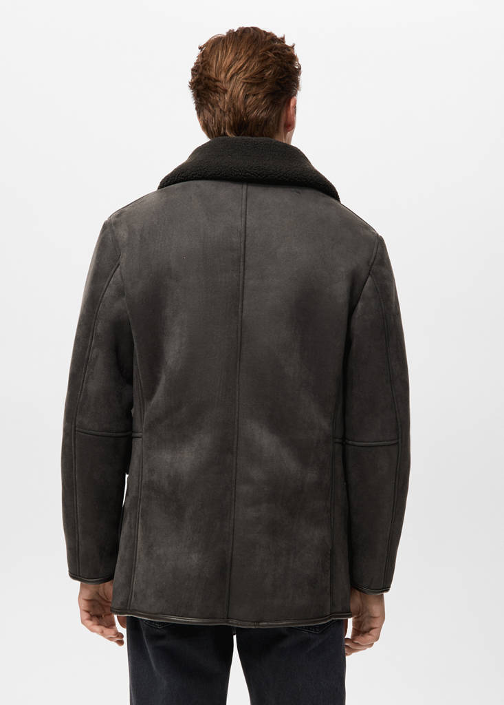 Faux-shearling suede jacket — Chocolate