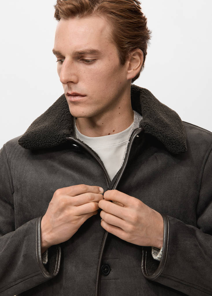 Faux-shearling suede jacket — Chocolate