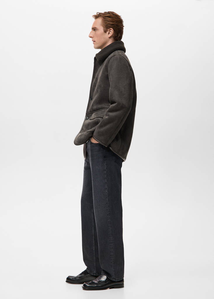 Faux-shearling suede jacket — Chocolate