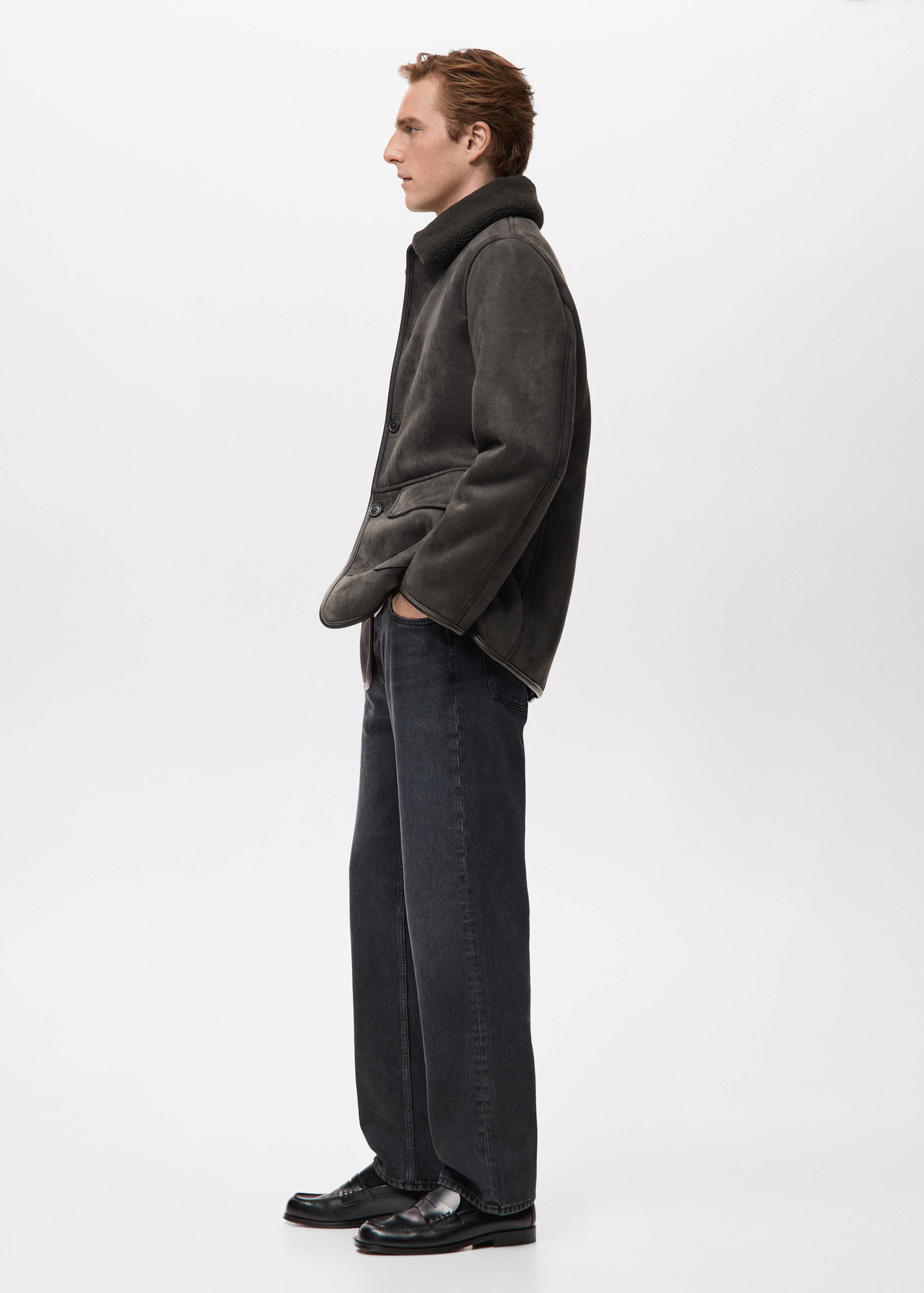 羊毛皮和绒面革效果夹克 - null