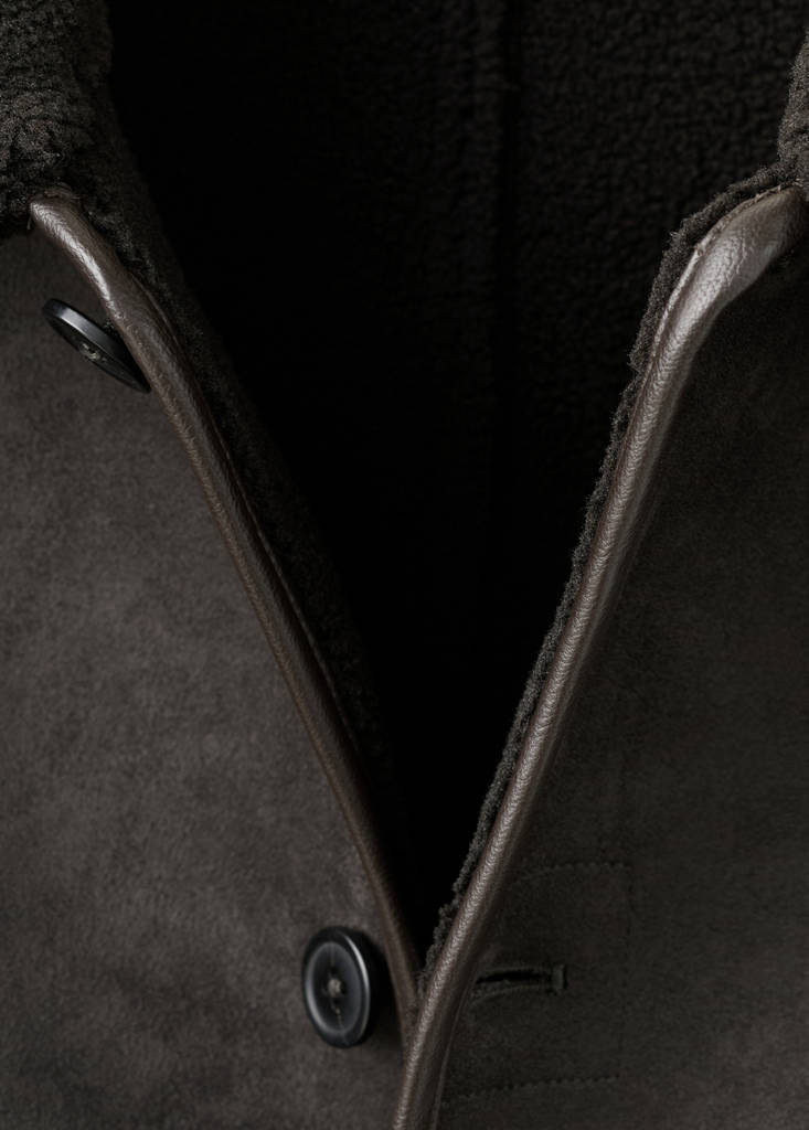 Faux-shearling suede jacket — Chocolate