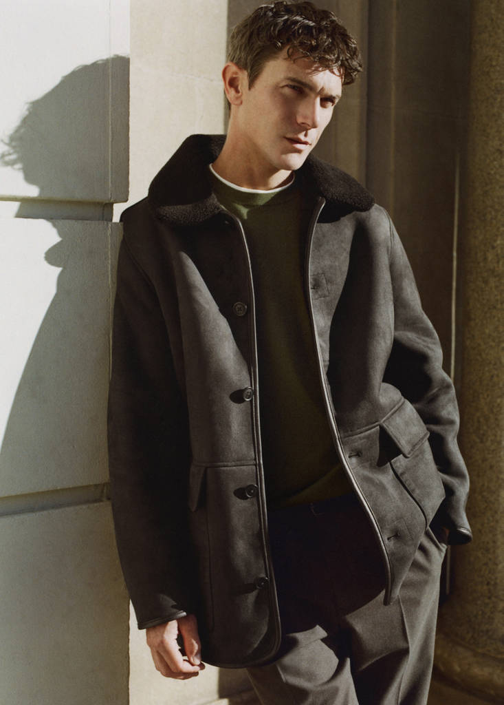 Faux-shearling suede jacket — Chocolate