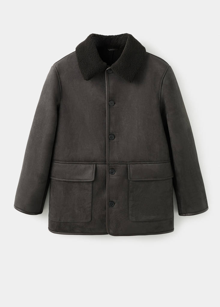 Faux-shearling suede jacket — Chocolate