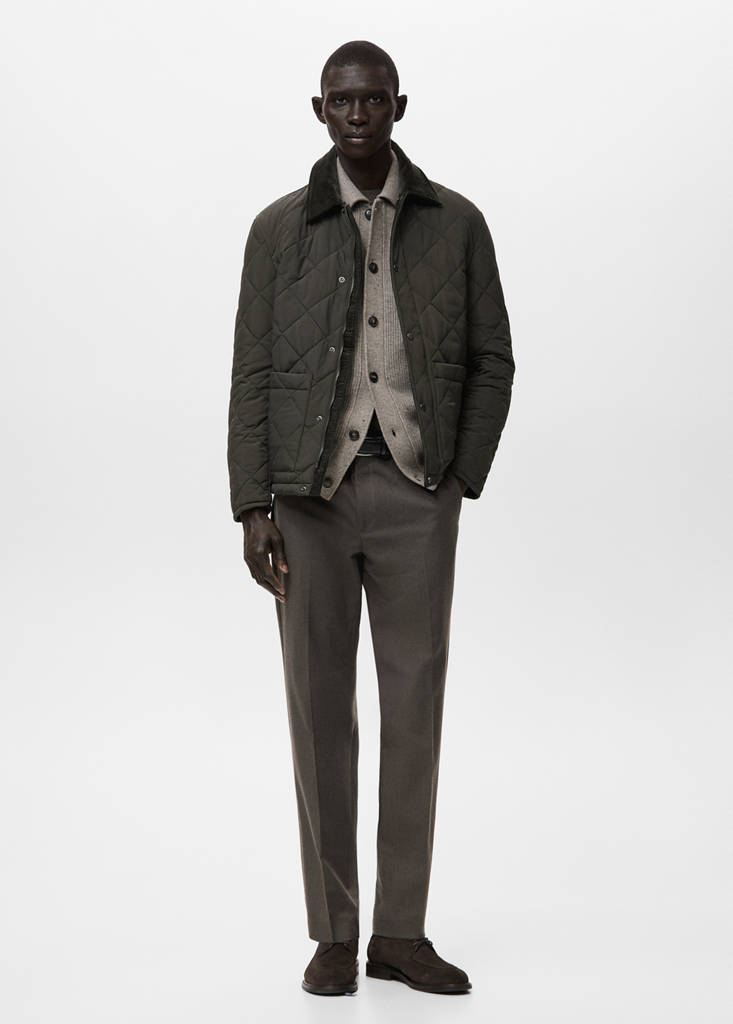 Quilted water repellent jacket — Khaki