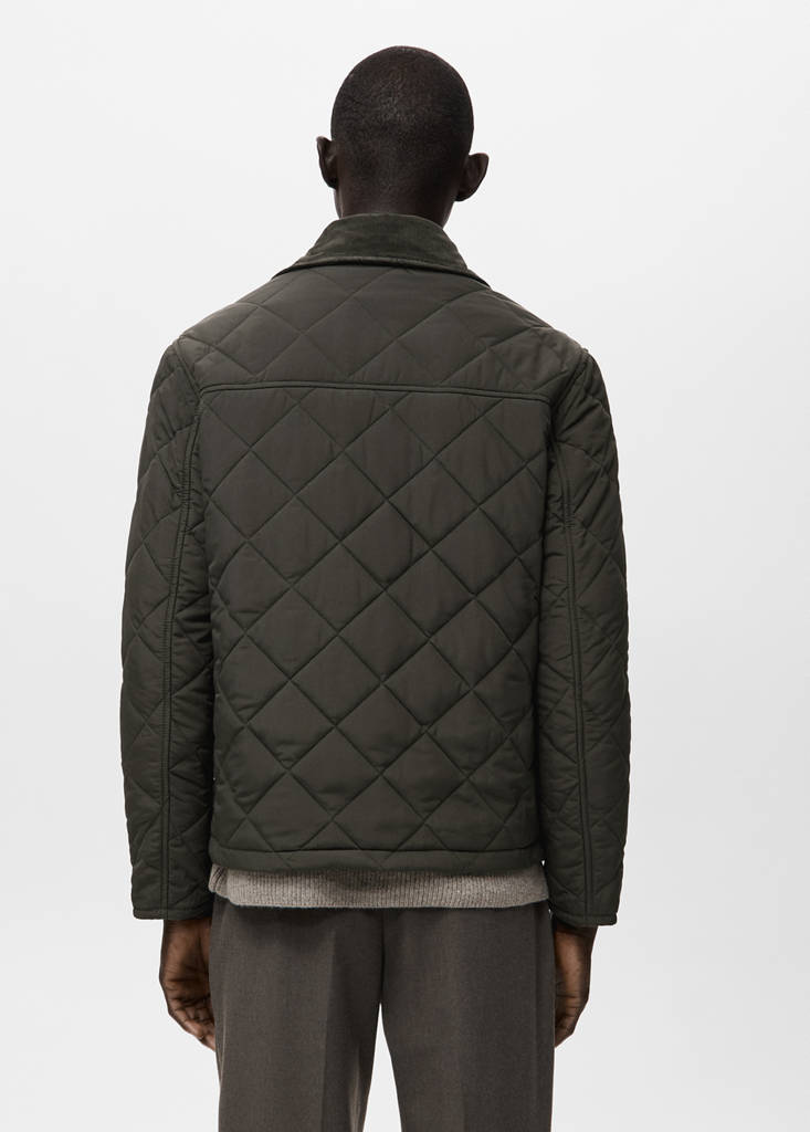 Quilted water repellent jacket — Khaki