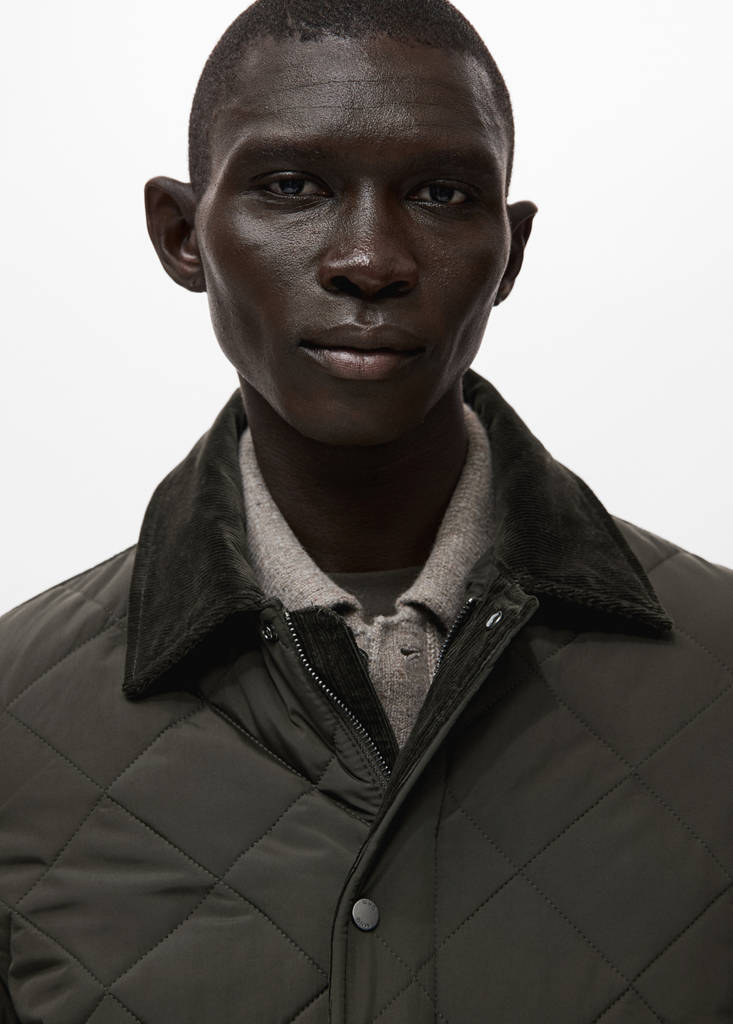 Quilted water repellent jacket — Khaki