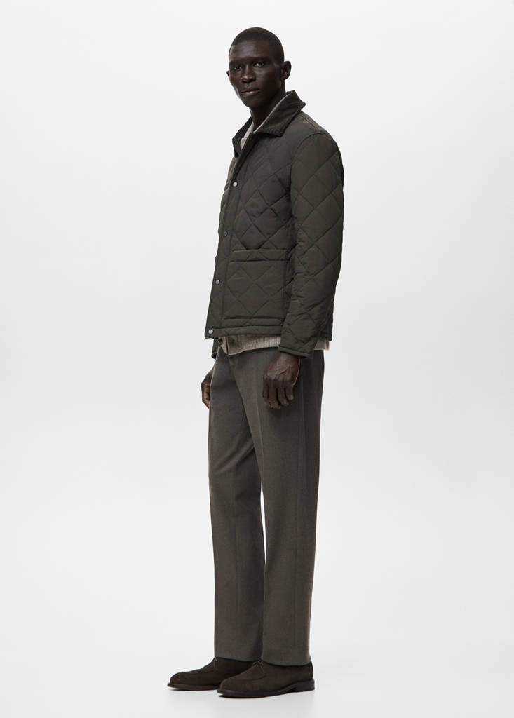 Quilted water repellent jacket — Khaki