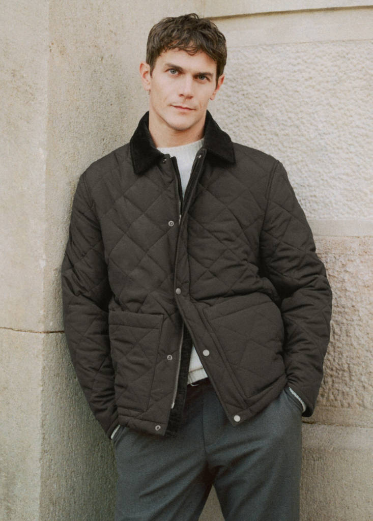 Quilted water repellent jacket — Khaki