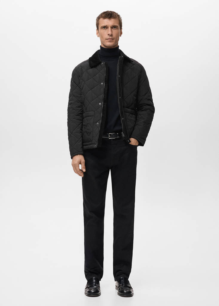 Quilted water repellent jacket — Black