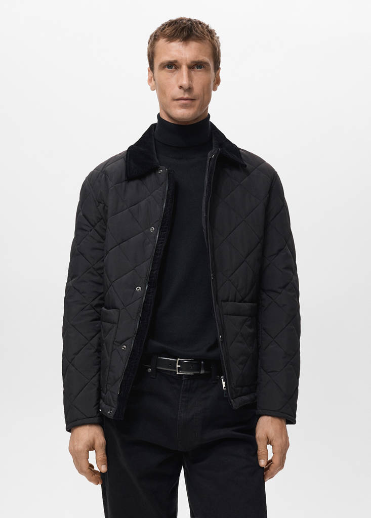 Quilted water repellent jacket — Black