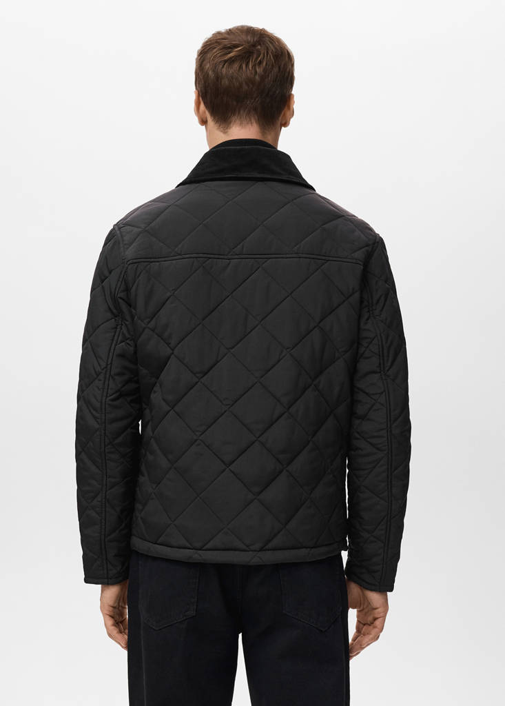 Quilted water repellent jacket — Black