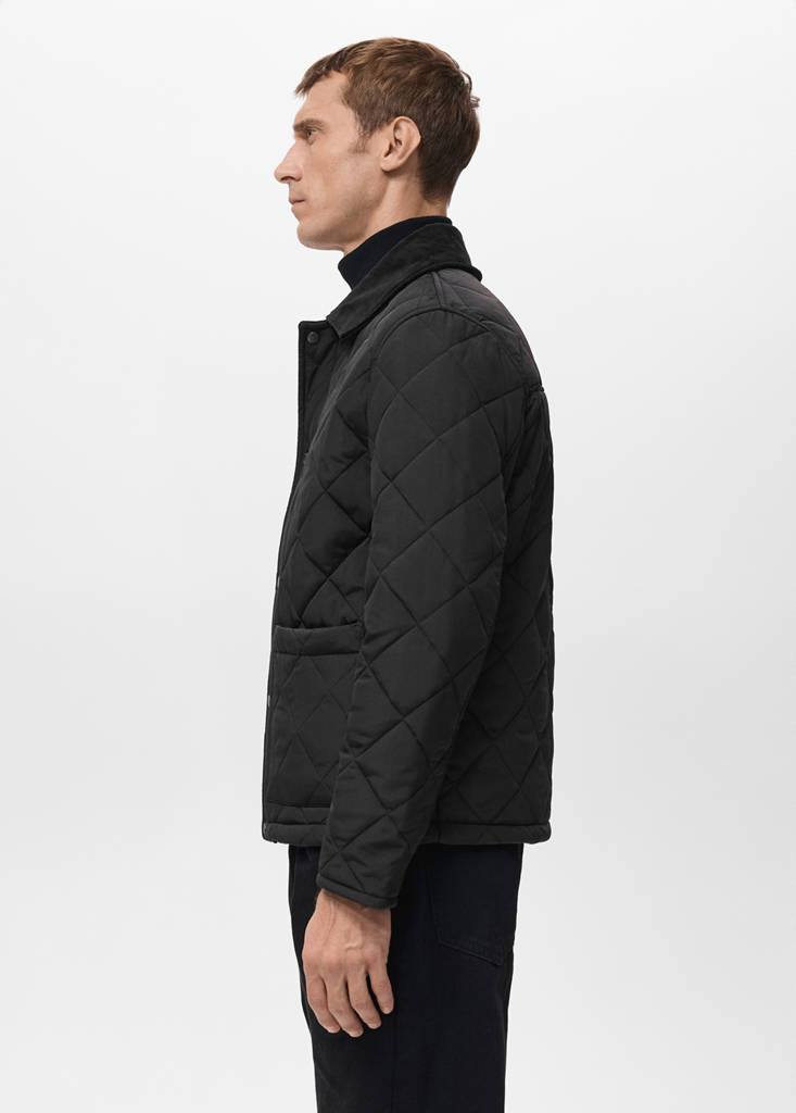 Quilted water repellent jacket — Black