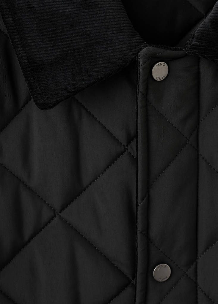 Quilted water repellent jacket — Black