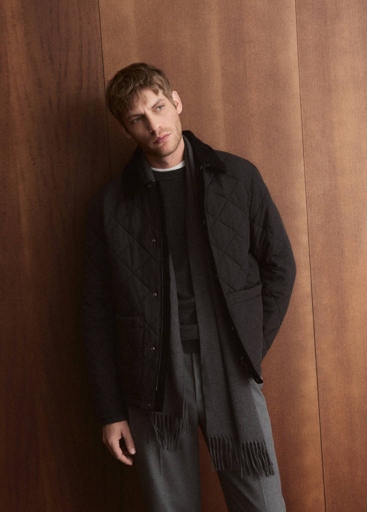 Quilted water repellent jacket — Black