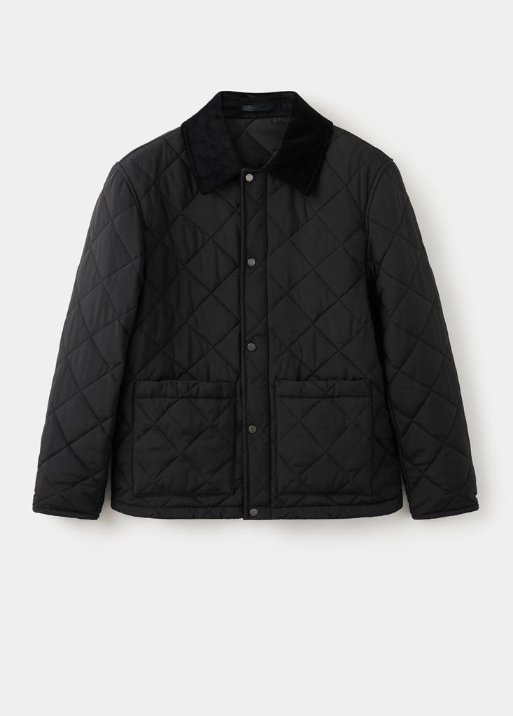 Quilted water repellent jacket — Black