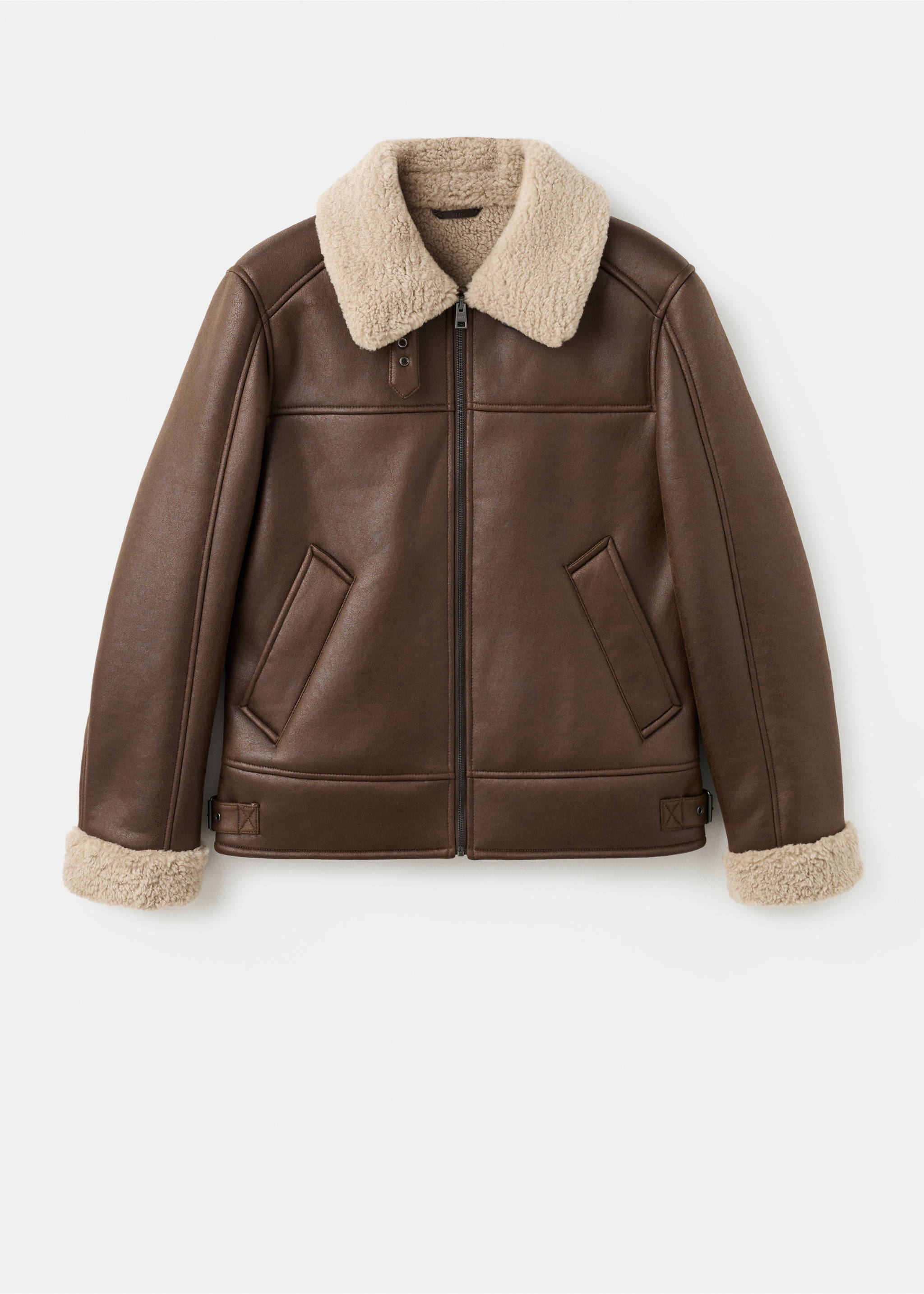 Double face sheepskin jacket - Article without model, Tobacco Brown. Ref: 27021185-00.