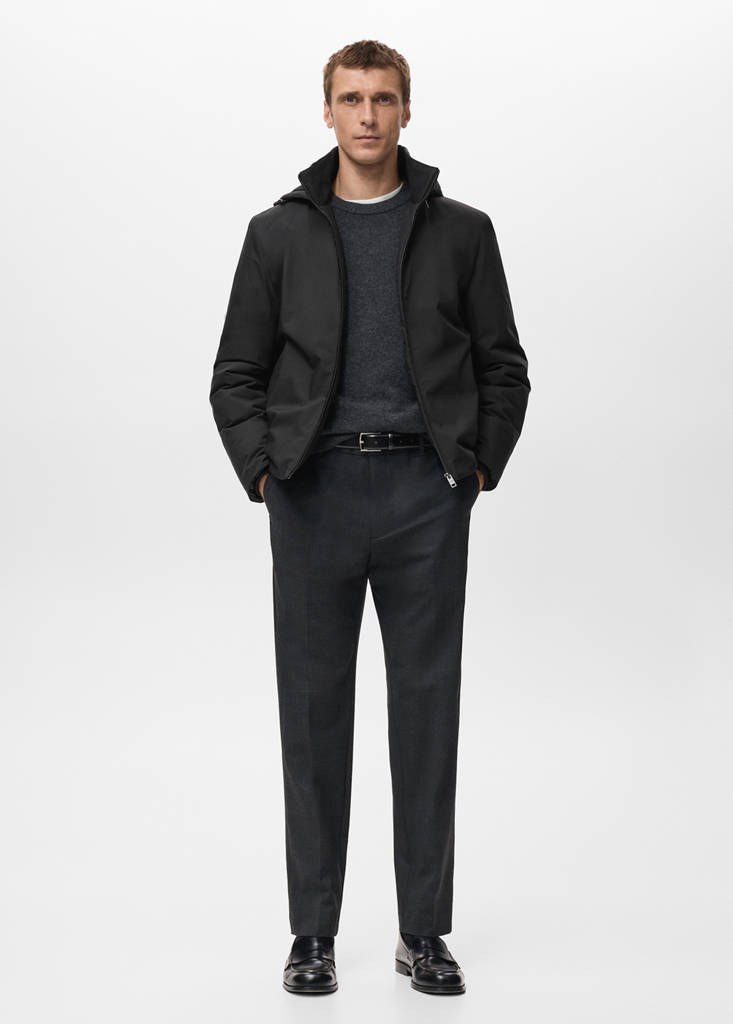 Quilted water repellent jacket — Black