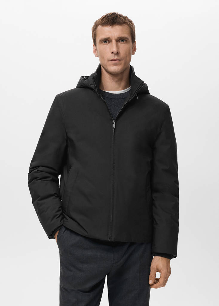 Quilted water repellent jacket — Black