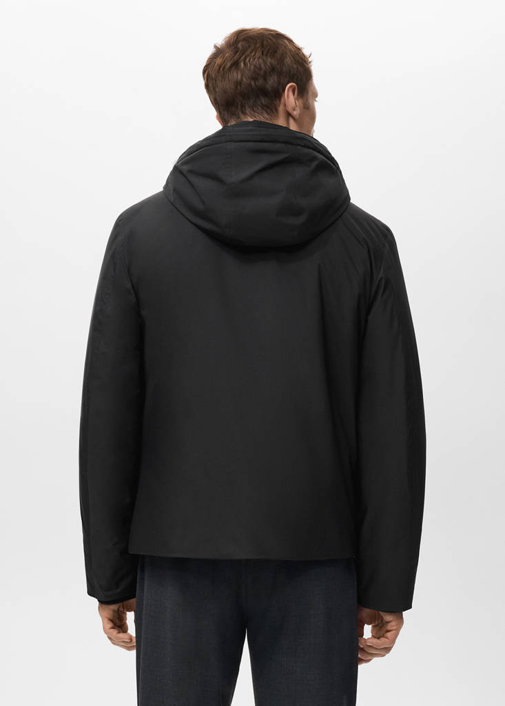 Quilted water repellent jacket — Black