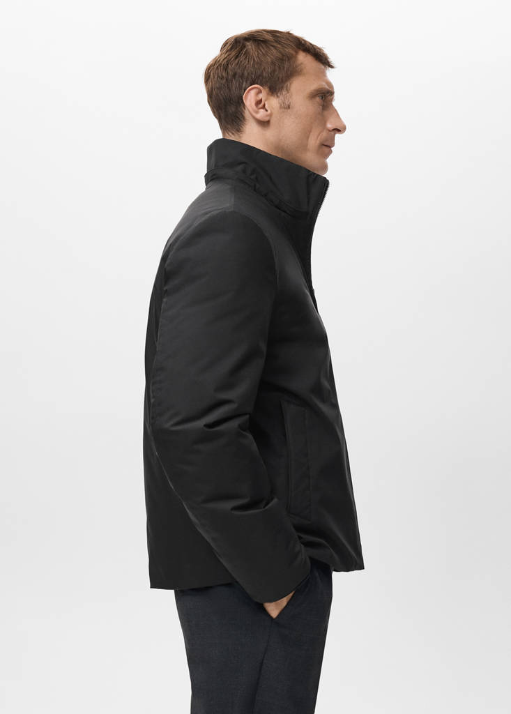 Quilted water repellent jacket — Black