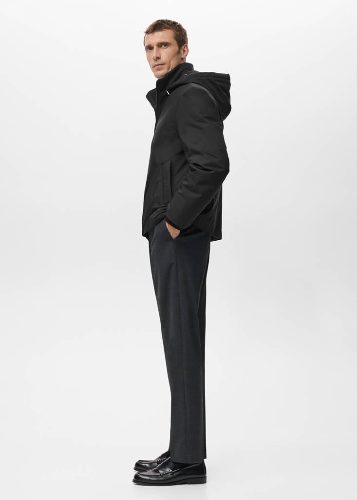 Quilted water repellent jacket — Black