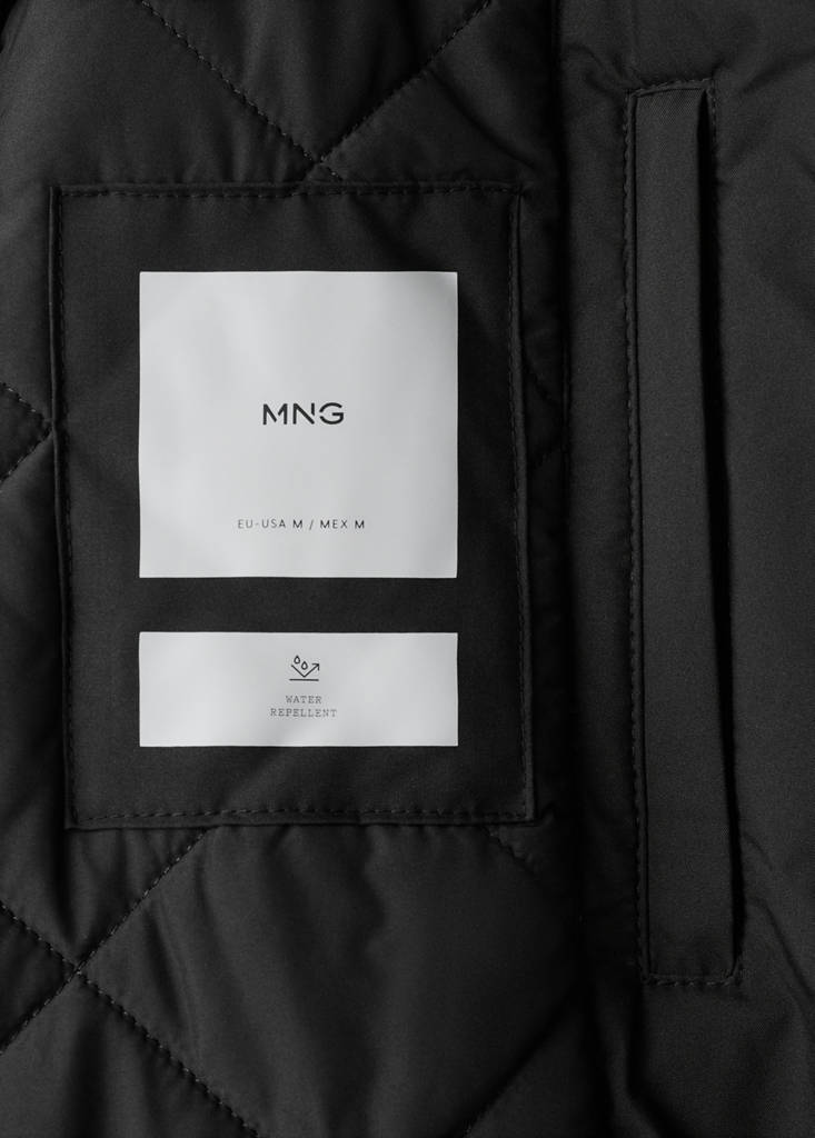 Quilted water repellent jacket — Black