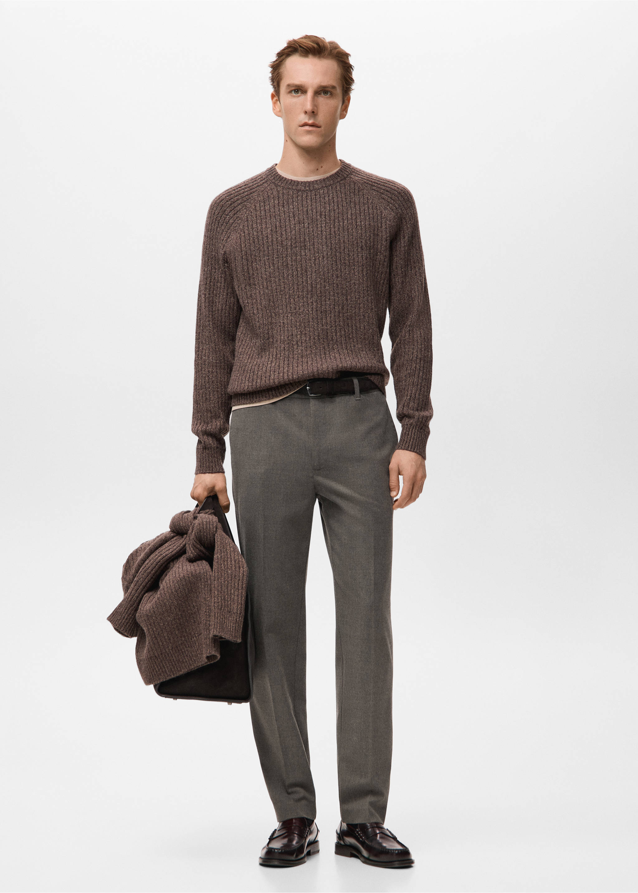 Fluid regular-fit trousers - General plane, Medium Brown. Ref: 27021189-00.