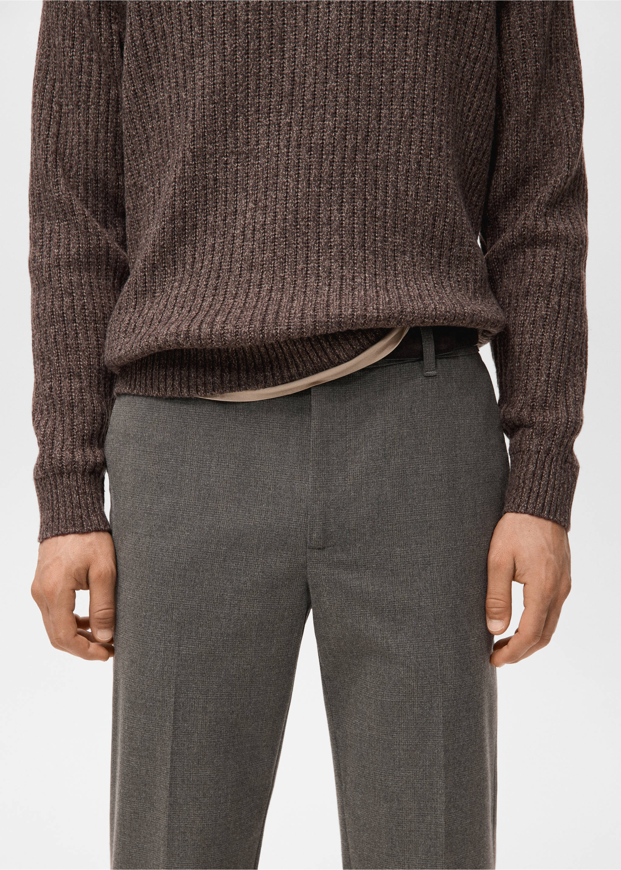 Fluid regular-fit trousers - Details of the article 1, Medium Brown. Ref: 27021189-00.