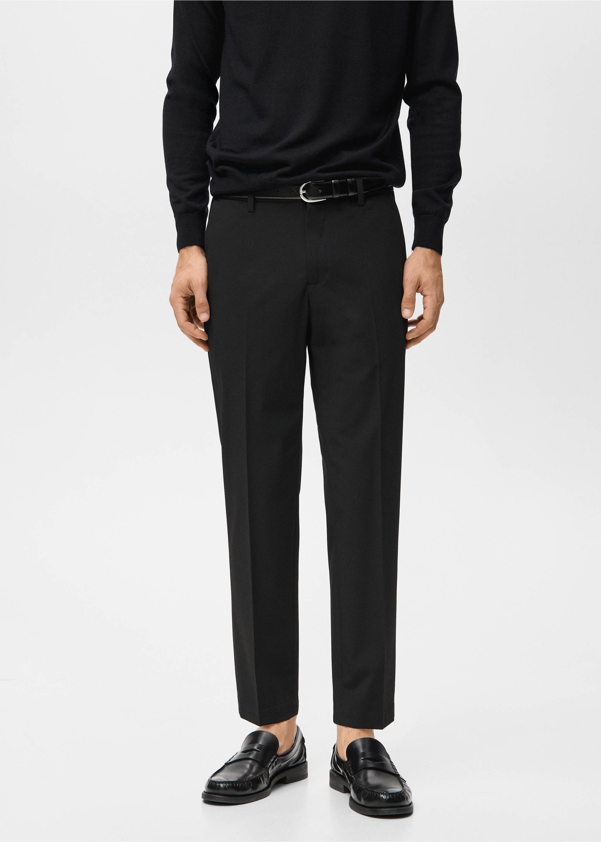 Bologna cropped slim-fit trousers - Medium plane, Black. Ref: 27021190-00.