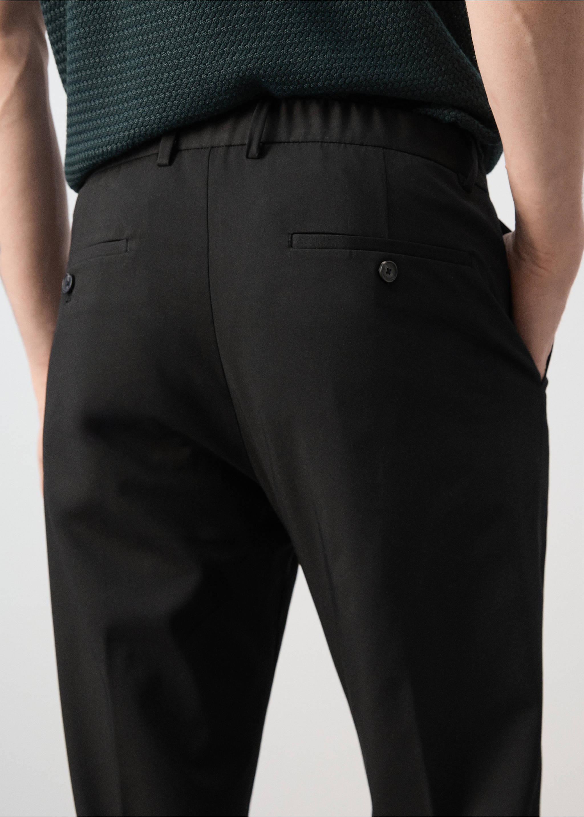 Bologna cropped slim-fit trousers - Details of the article 4, Black. Ref: 27021190-01.